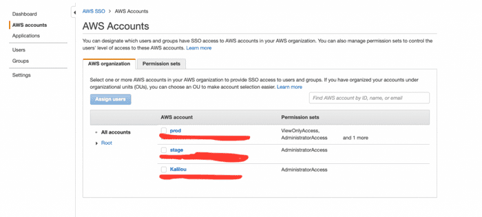 aws sso account